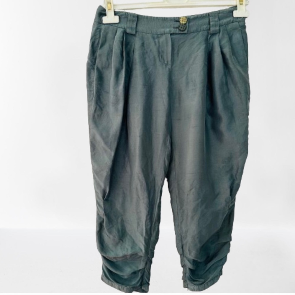 Y2K Emporio Armani silk polyester green Crop Pants capri Size 2